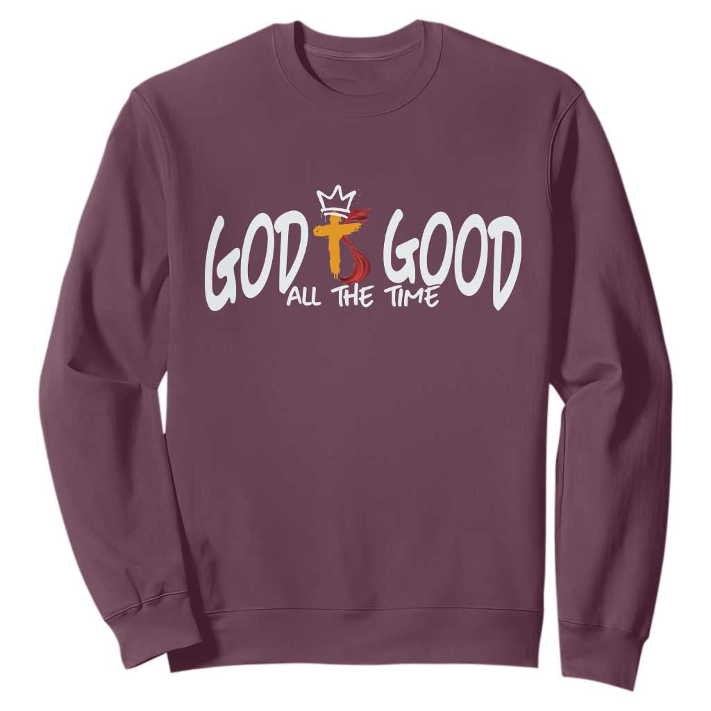 Jesus Christian Sweatshirt God Is Good All The Time TS14 Maroon Print Your Wear