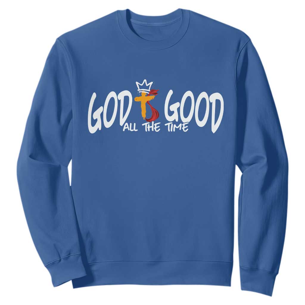 Jesus Christian Sweatshirt God Is Good All The Time TS14 Royal Blue Print Your Wear
