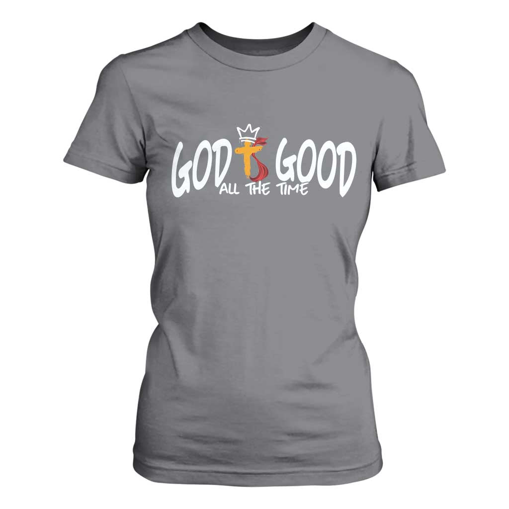 Jesus Christian T Shirt For Women God Is Good All The Time TS14 Charcoal Print Your Wear