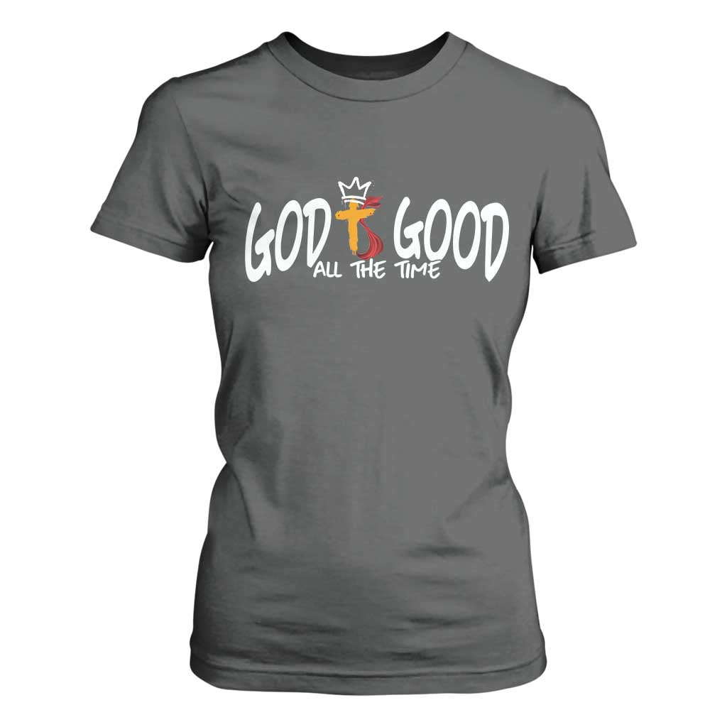Jesus Christian T Shirt For Women God Is Good All The Time TS14 Dark Heather Print Your Wear