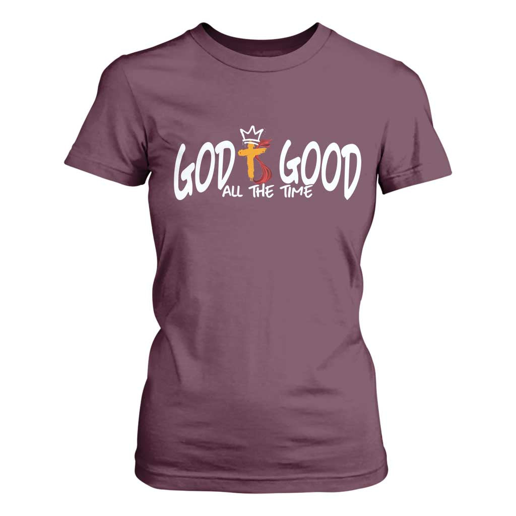 Jesus Christian T Shirt For Women God Is Good All The Time TS14 Maroon Print Your Wear