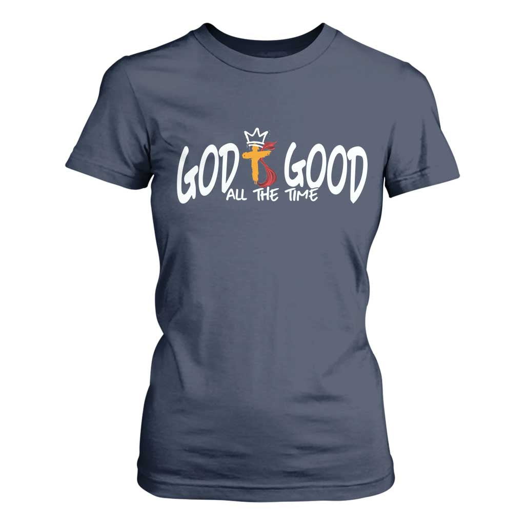 Jesus Christian T Shirt For Women God Is Good All The Time TS14 Navy Print Your Wear