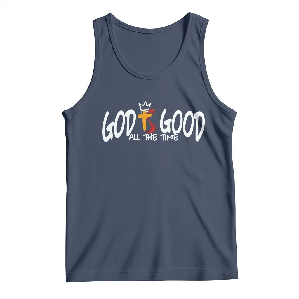 Jesus Christian Tank Top God Is Good All The Time TS14 Navy Print Your Wear