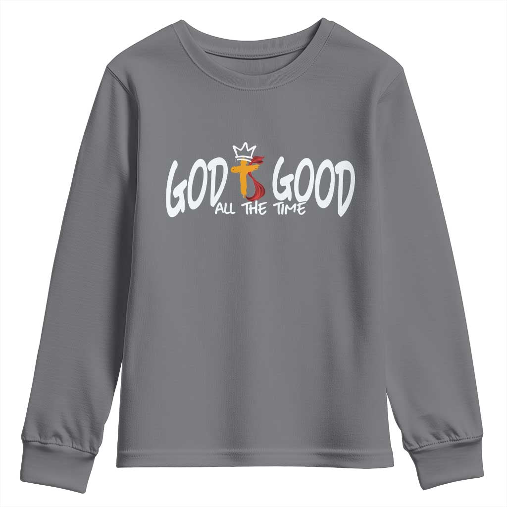 Jesus Christian Youth Sweatshirt God Is Good All The Time TS14 Charcoal Print Your Wear