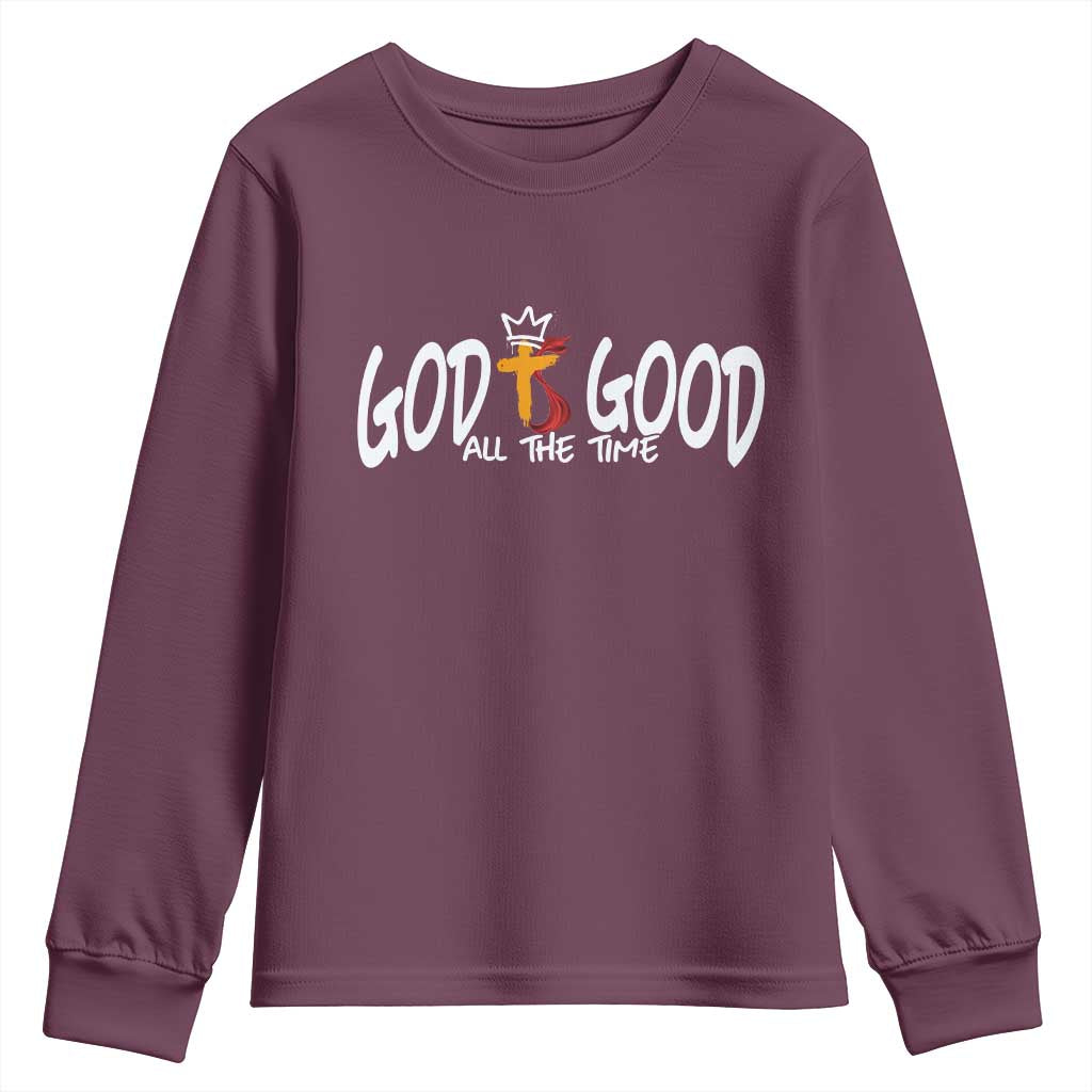 Jesus Christian Youth Sweatshirt God Is Good All The Time TS14 Maroon Print Your Wear