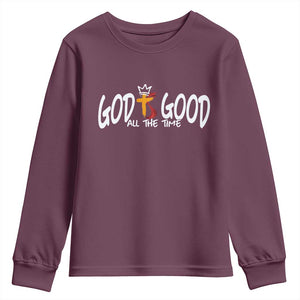Jesus Christian Youth Sweatshirt God Is Good All The Time TS14 Maroon Print Your Wear