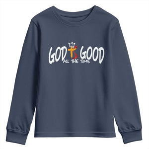 Jesus Christian Youth Sweatshirt God Is Good All The Time TS14 Navy Print Your Wear