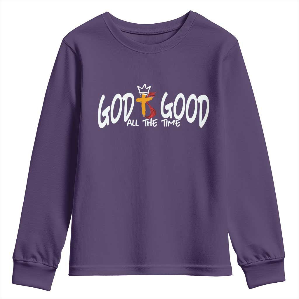 Jesus Christian Youth Sweatshirt God Is Good All The Time TS14 Purple Print Your Wear