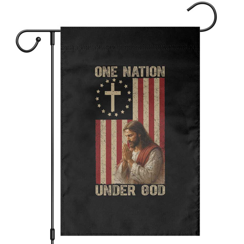 Jesus Christian Garden Flag One Nation Under God TS14 Black Print Your Wear