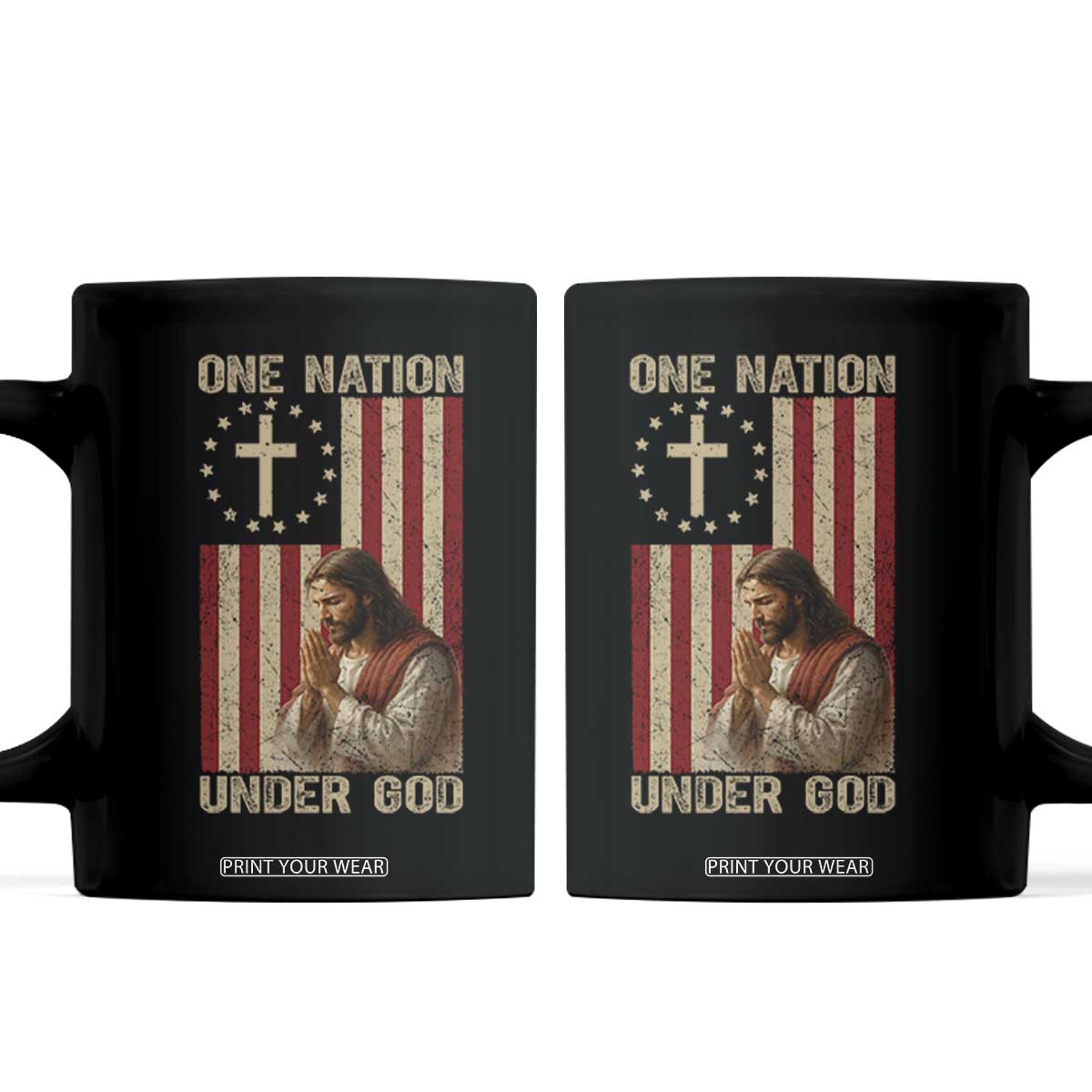 Jesus Christian Coffee Mug One Nation Under God TS14 Black Print Your Wear