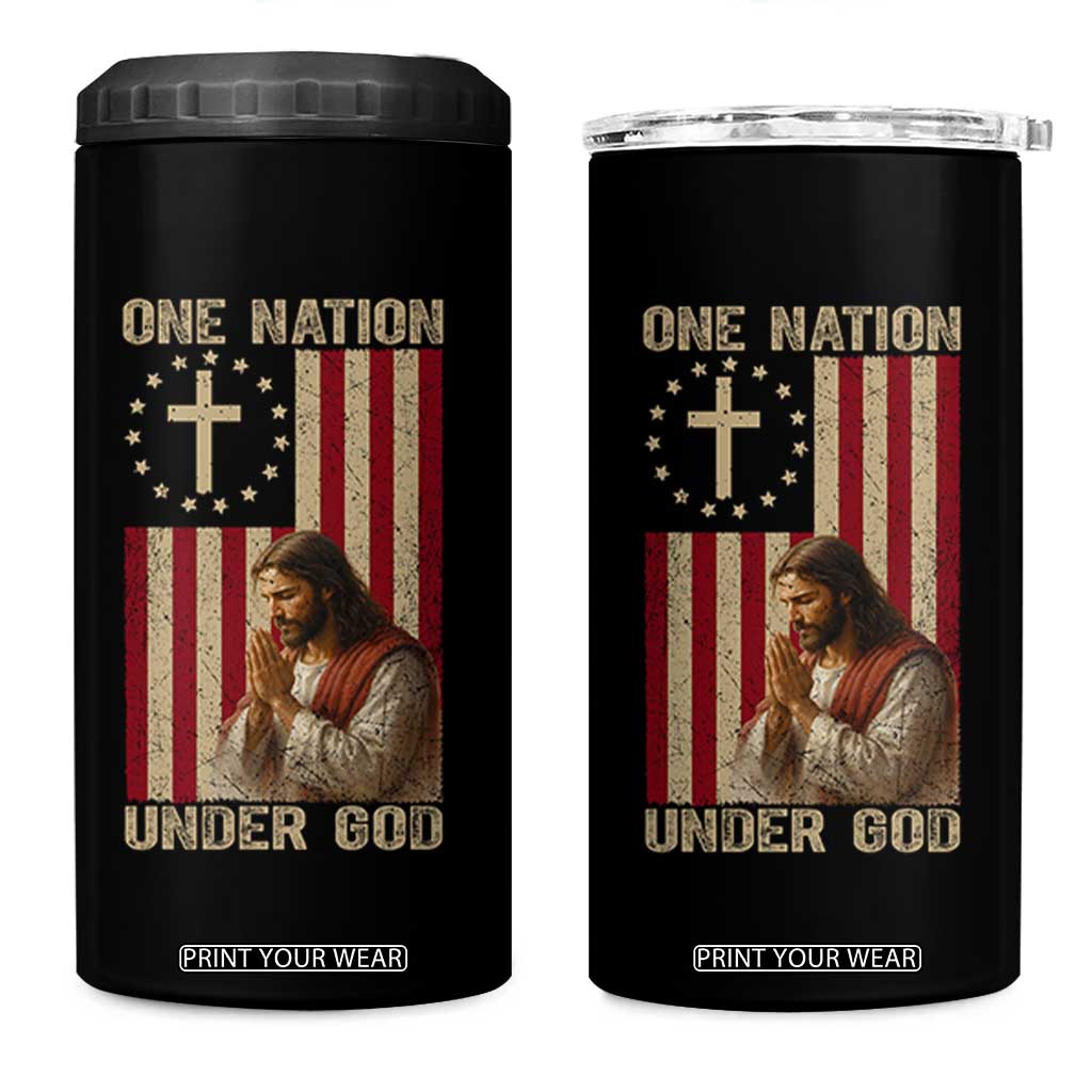 Jesus Christian 4 in 1 Can Cooler Tumbler One Nation Under God TS14 One Size: 16 oz Black Print Your Wear