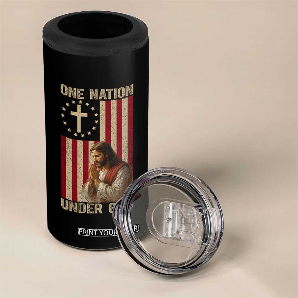 Jesus Christian 4 in 1 Can Cooler Tumbler One Nation Under God TS14 Print Your Wear