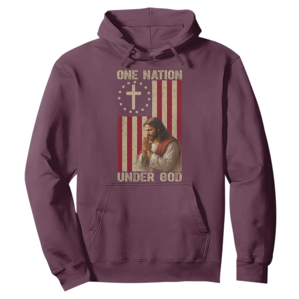 Jesus Christian Hoodie One Nation Under God TS14 Maroon Print Your Wear