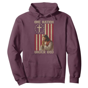 Jesus Christian Hoodie One Nation Under God TS14 Maroon Print Your Wear