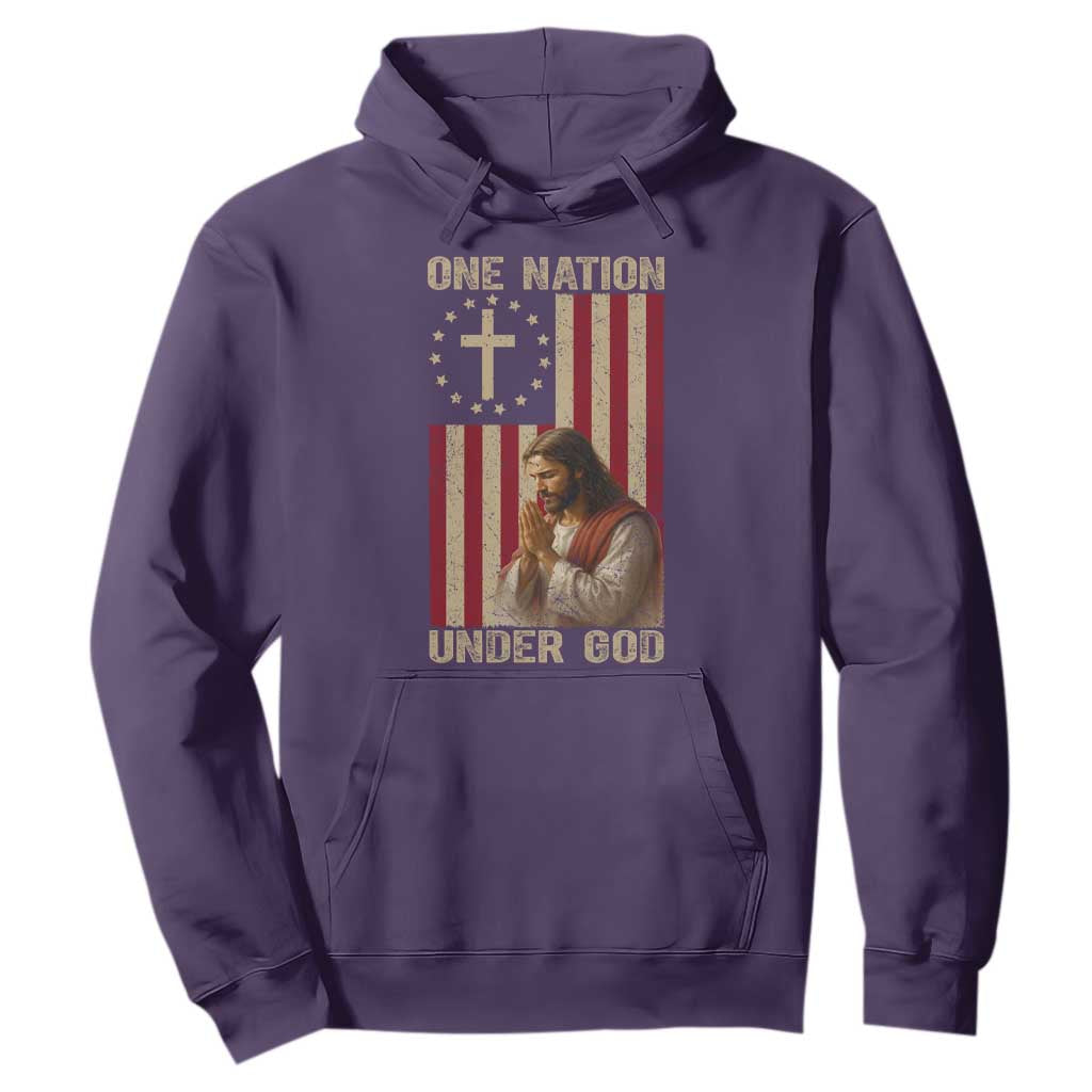 Jesus Christian Hoodie One Nation Under God TS14 Purple Print Your Wear