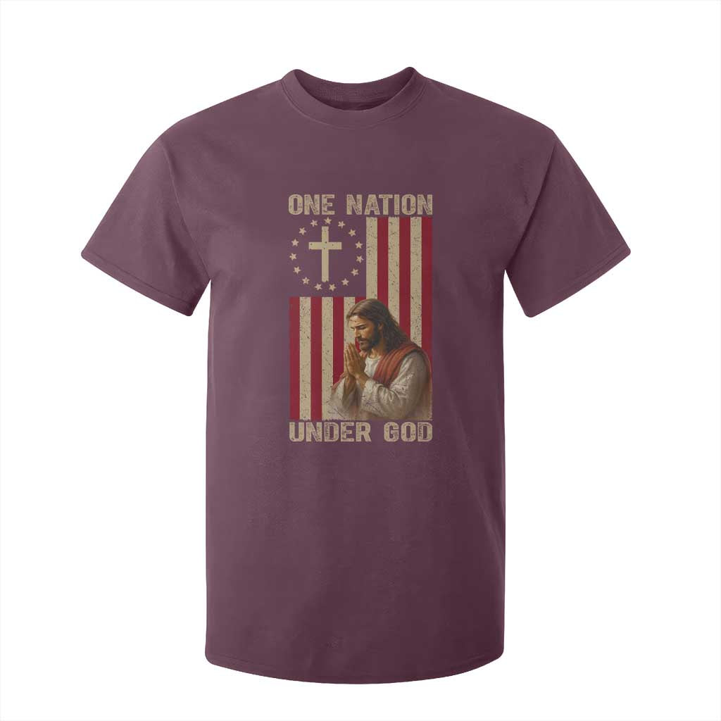 Jesus Christian T Shirt For Kid One Nation Under God TS14 Maroon Print Your Wear
