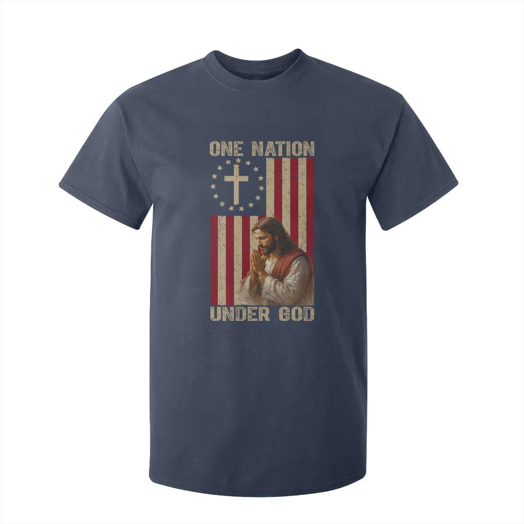 Jesus Christian T Shirt For Kid One Nation Under God TS14 Navy Print Your Wear