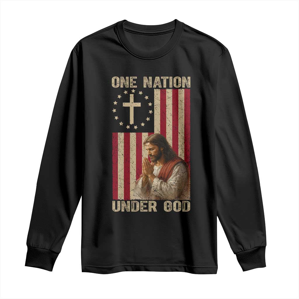 Jesus Christian Long Sleeve Shirt One Nation Under God TS14 Black Print Your Wear
