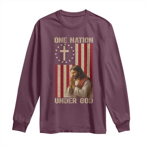 Jesus Christian Long Sleeve Shirt One Nation Under God TS14 Maroon Print Your Wear
