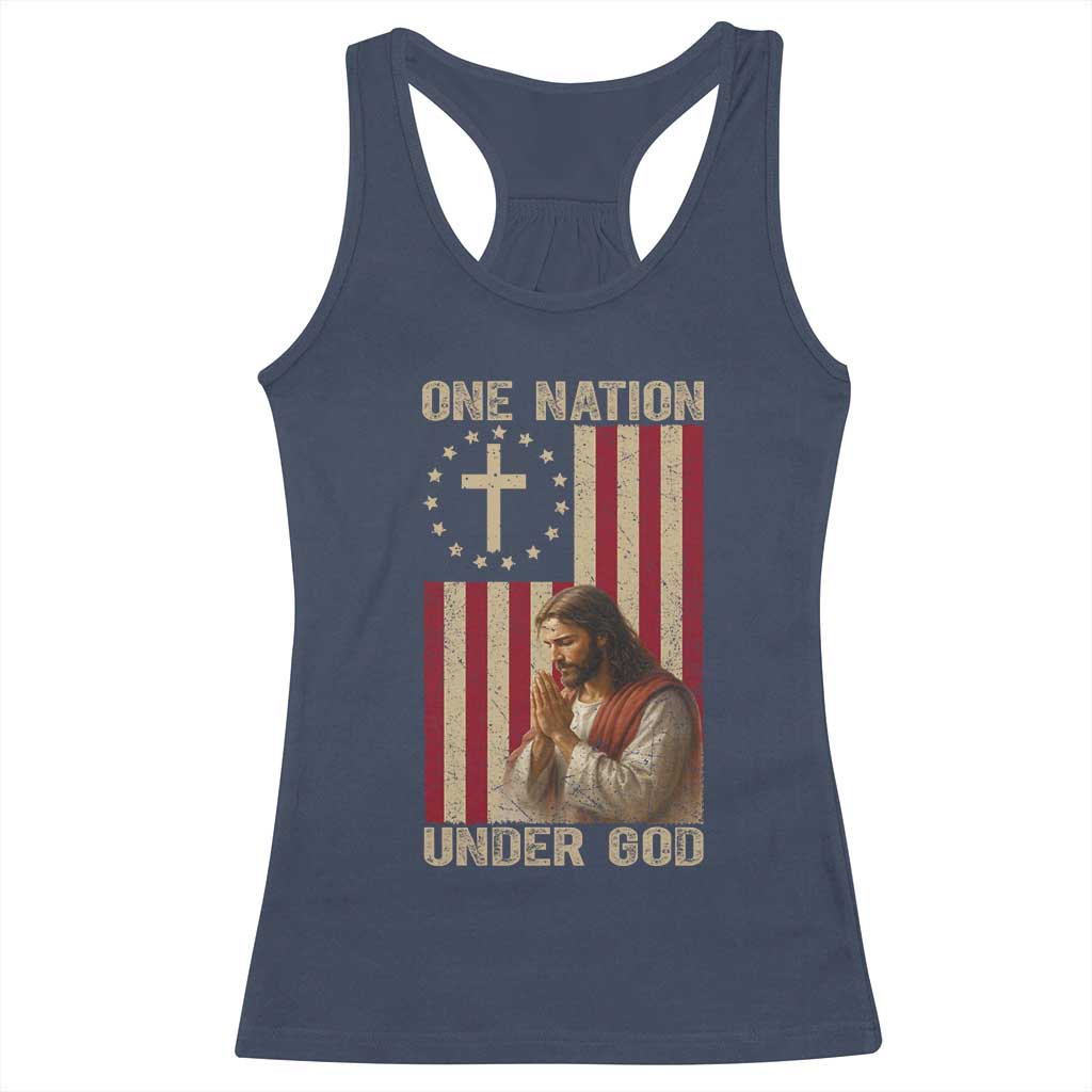Jesus Christian Racerback Tank Top One Nation Under God TS14 Navy Print Your Wear
