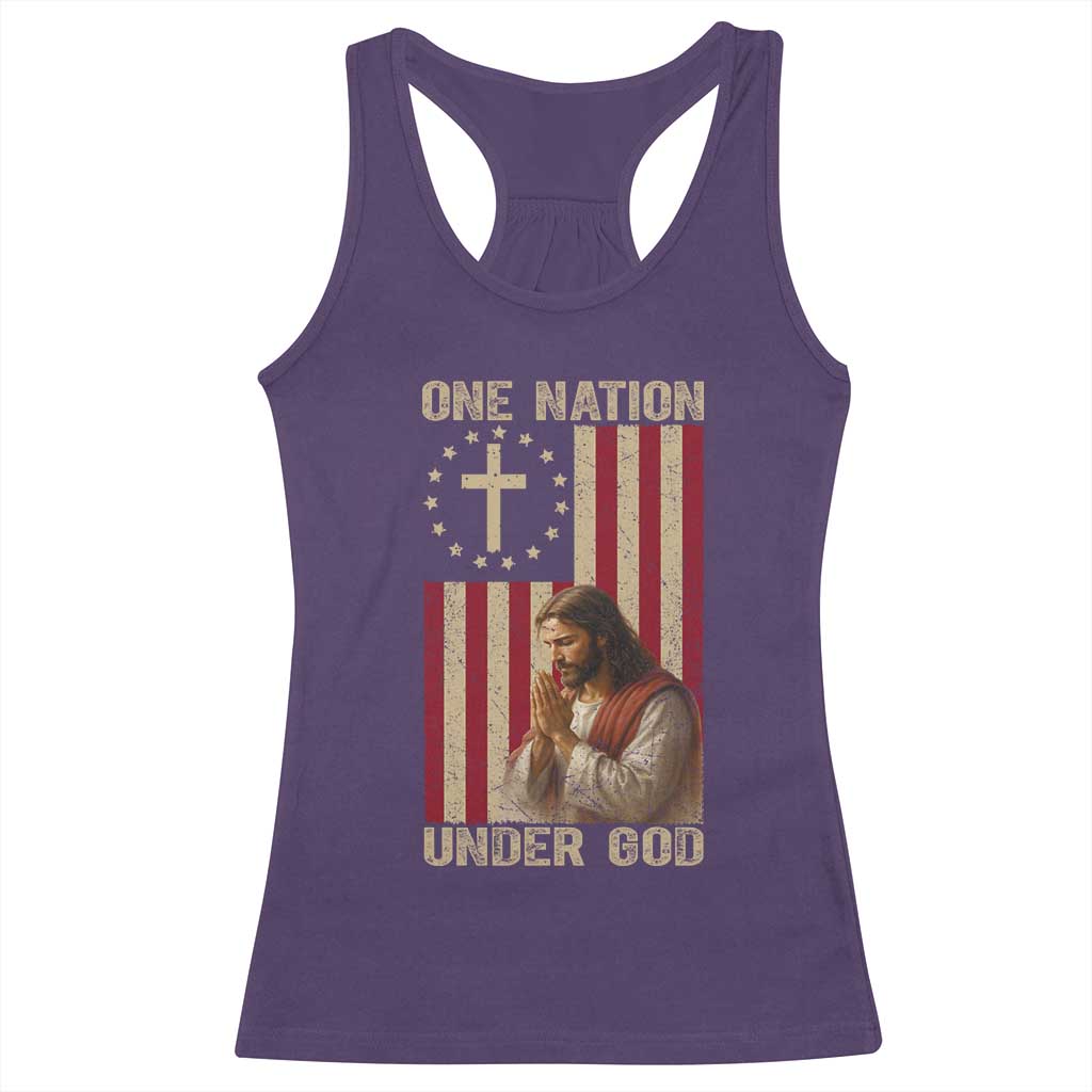 Jesus Christian Racerback Tank Top One Nation Under God TS14 Purple Print Your Wear