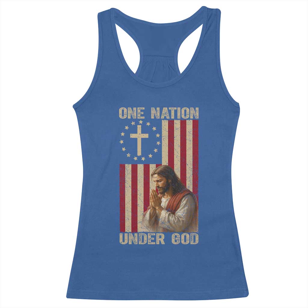 Jesus Christian Racerback Tank Top One Nation Under God TS14 Royal Blue Print Your Wear