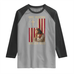 Jesus Christian Raglan Shirt One Nation Under God TS14 Sport Gray Black Print Your Wear