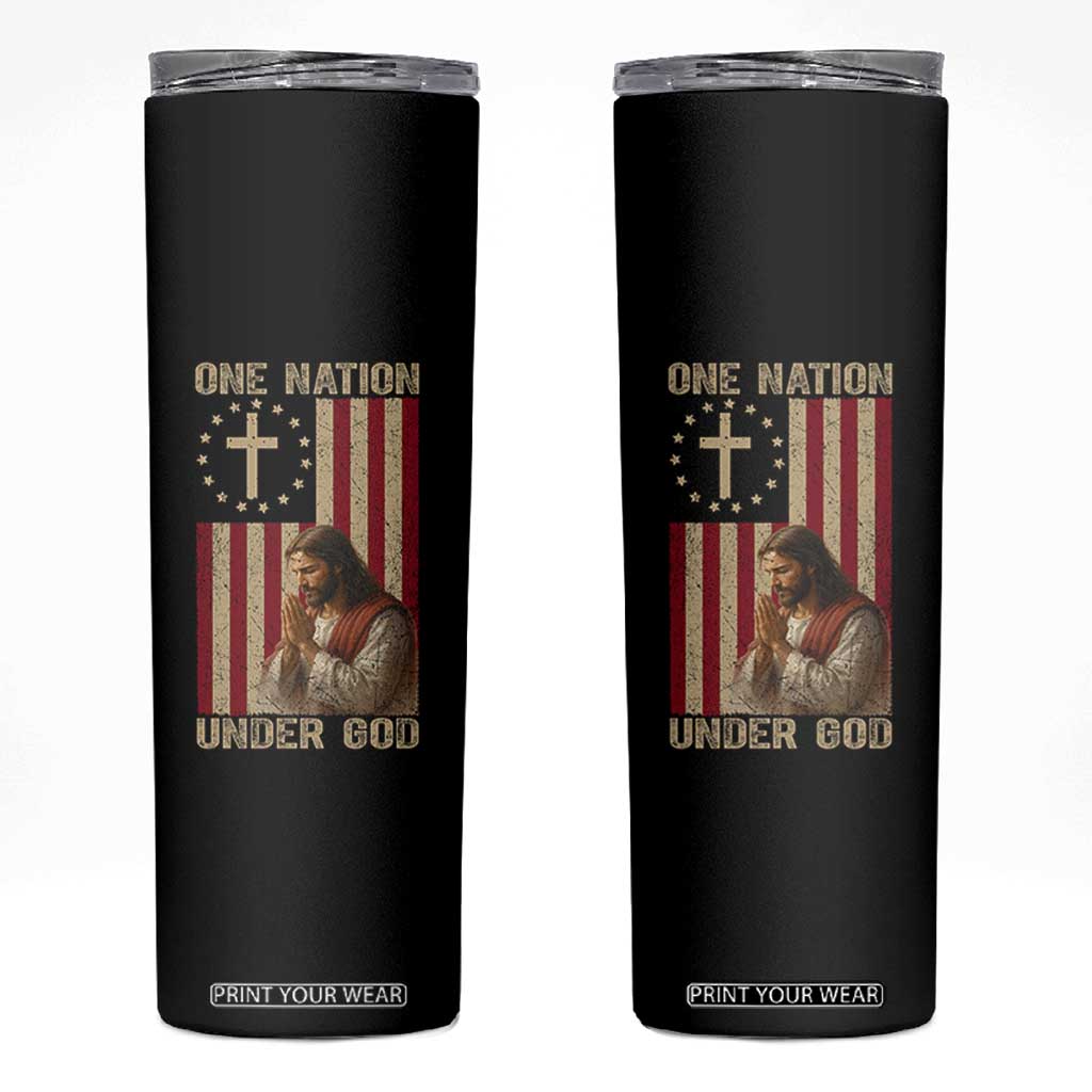 Jesus Christian Skinny Tumbler One Nation Under God TS14 Black Print Your Wear