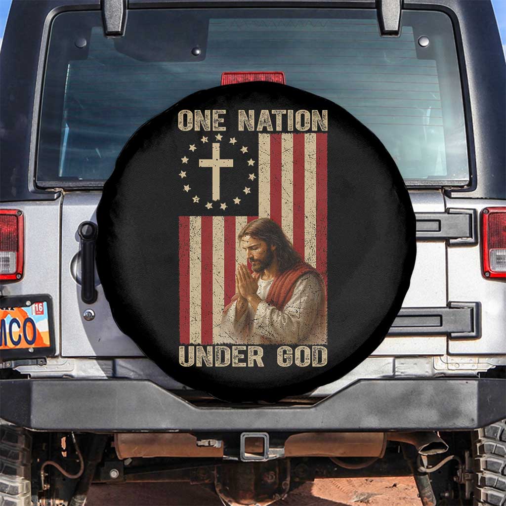 Jesus Christian Spare Tire Cover One Nation Under God TS14 No hole Black Print Your Wear