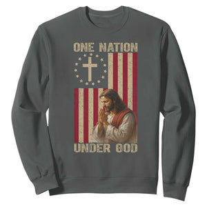 Jesus Christian Sweatshirt One Nation Under God TS14 Dark Heather Print Your Wear