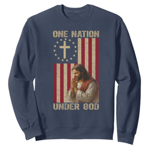Jesus Christian Sweatshirt One Nation Under God TS14 Navy Print Your Wear