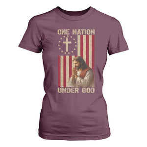 Jesus Christian T Shirt For Women One Nation Under God TS14 Maroon Print Your Wear