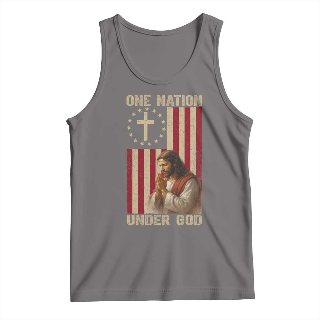 Jesus Christian Tank Top One Nation Under God TS14 Deep Heather Print Your Wear