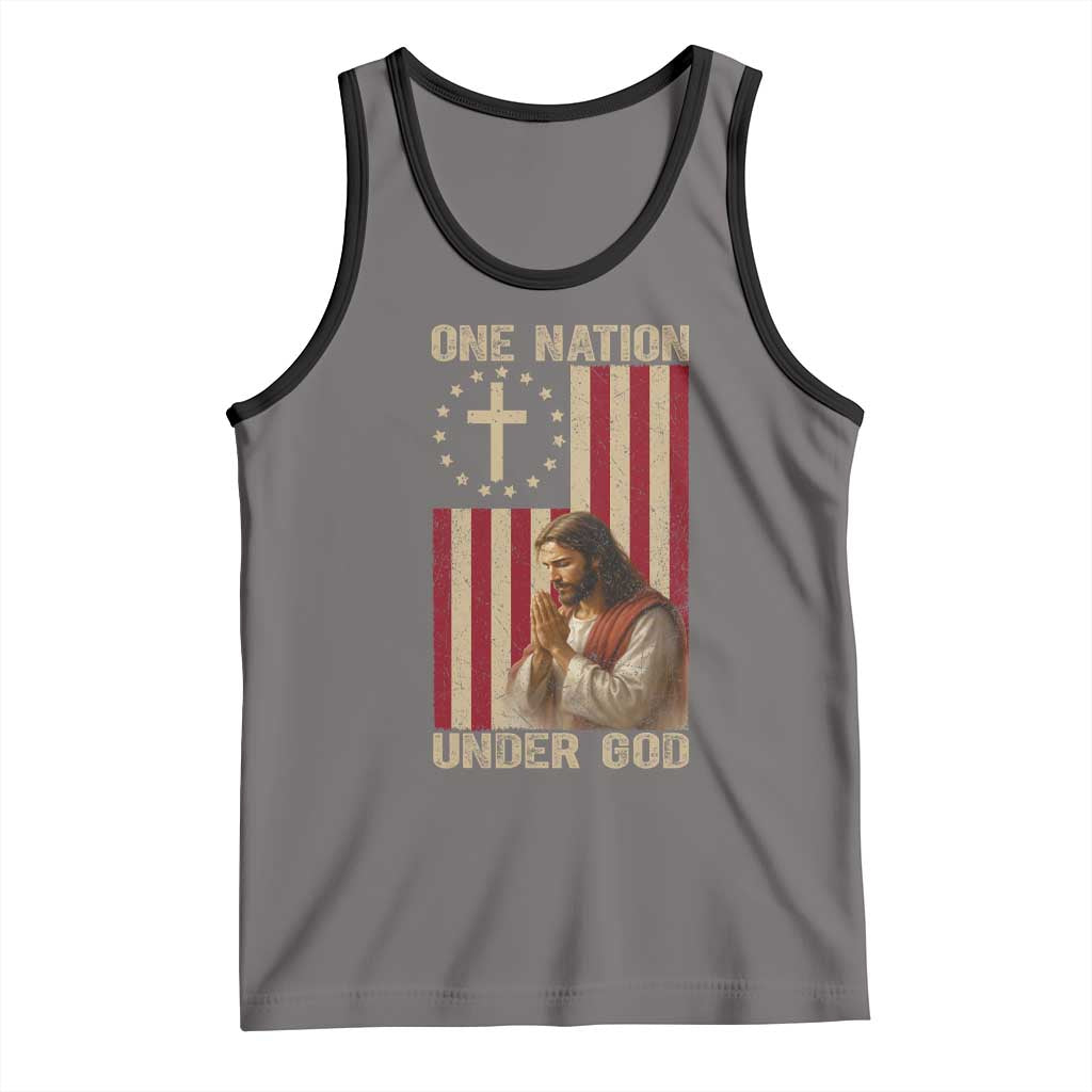 Jesus Christian Tank Top One Nation Under God TS14 Deep Heather Black Print Your Wear