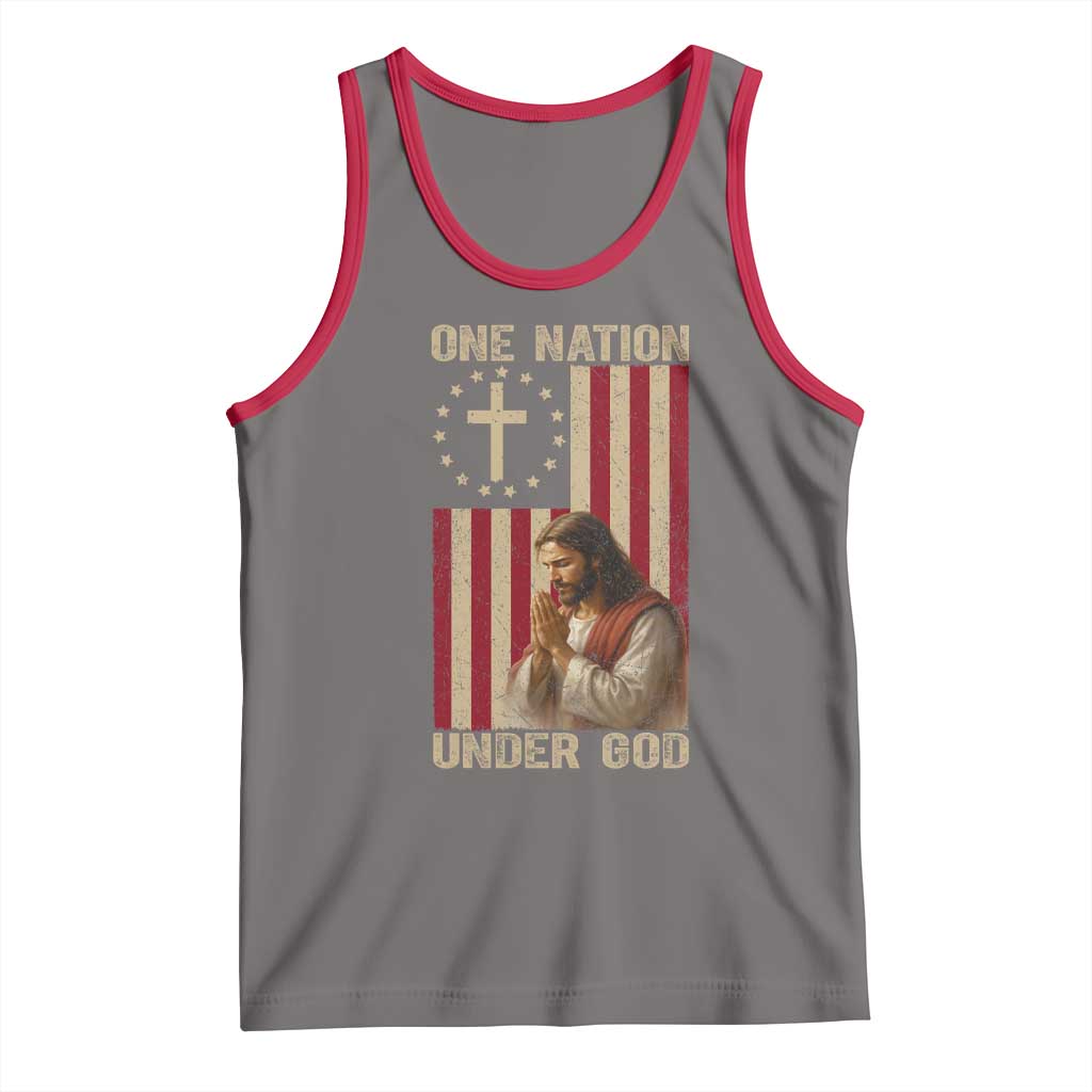 Jesus Christian Tank Top One Nation Under God TS14 Deep Heather Red Print Your Wear