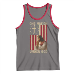Jesus Christian Tank Top One Nation Under God TS14 Deep Heather Red Print Your Wear