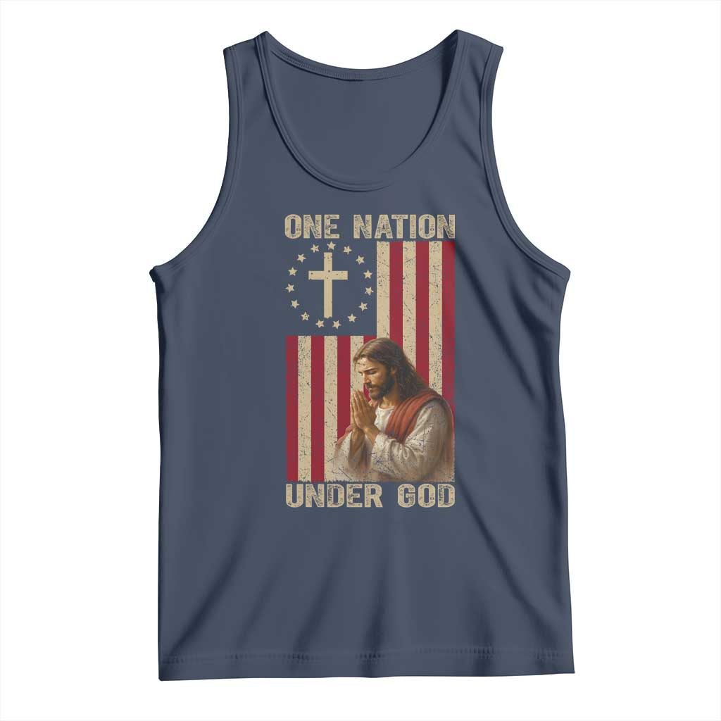 Jesus Christian Tank Top One Nation Under God TS14 Navy Print Your Wear