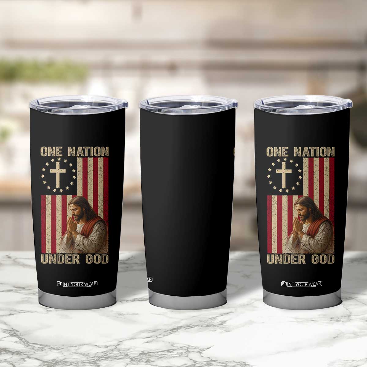 Jesus Christian Tumbler Cup One Nation Under God TS14 Print Your Wear