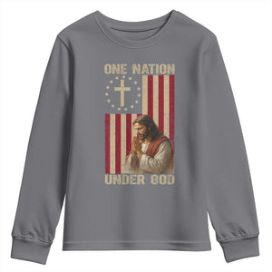 Jesus Christian Youth Sweatshirt One Nation Under God TS14 Charcoal Print Your Wear