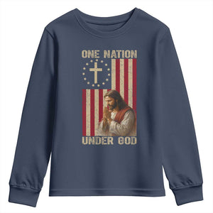 Jesus Christian Youth Sweatshirt One Nation Under God TS14 Navy Print Your Wear