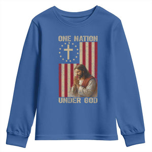 Jesus Christian Youth Sweatshirt One Nation Under God TS14 Royal Blue Print Your Wear