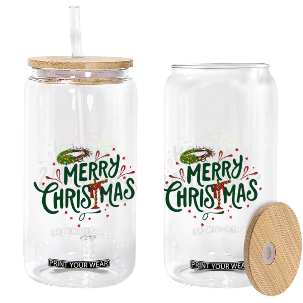 Jesus Christian Christmas Glass Can TS14 Print Your Wear