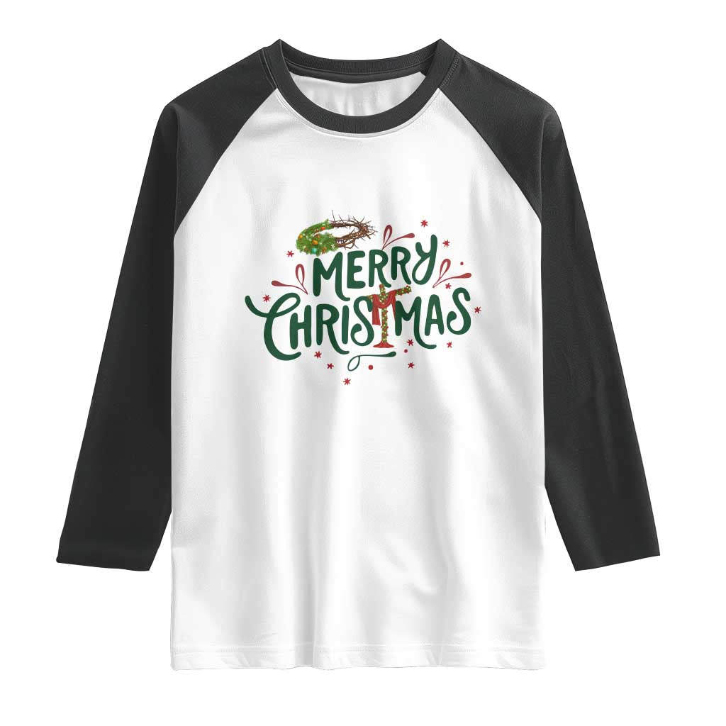 Jesus Christian Christmas Raglan Shirt TS14 White Black Print Your Wear