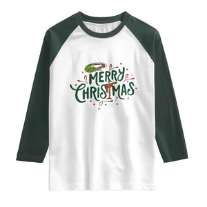 Jesus Christian Christmas Raglan Shirt TS14 White Dark Forest Green Print Your Wear