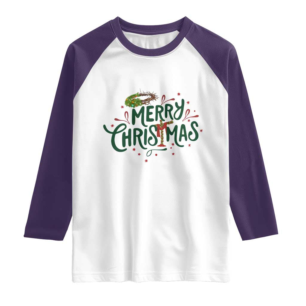 Jesus Christian Christmas Raglan Shirt TS14 White Purple Print Your Wear