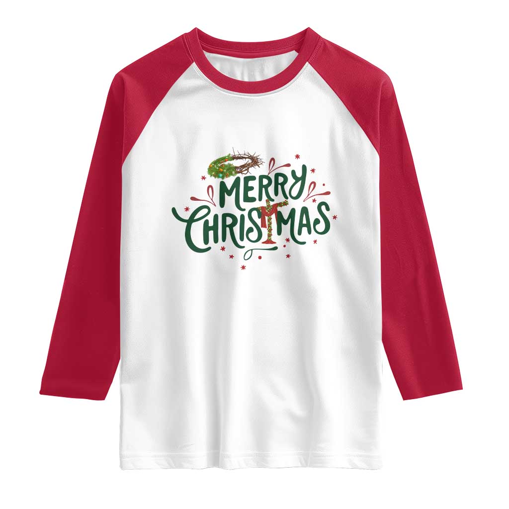 Jesus Christian Christmas Raglan Shirt TS14 White Red Print Your Wear