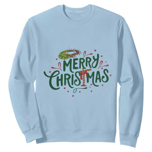 Jesus Christian Christmas Sweatshirt TS14 Light Blue Print Your Wear