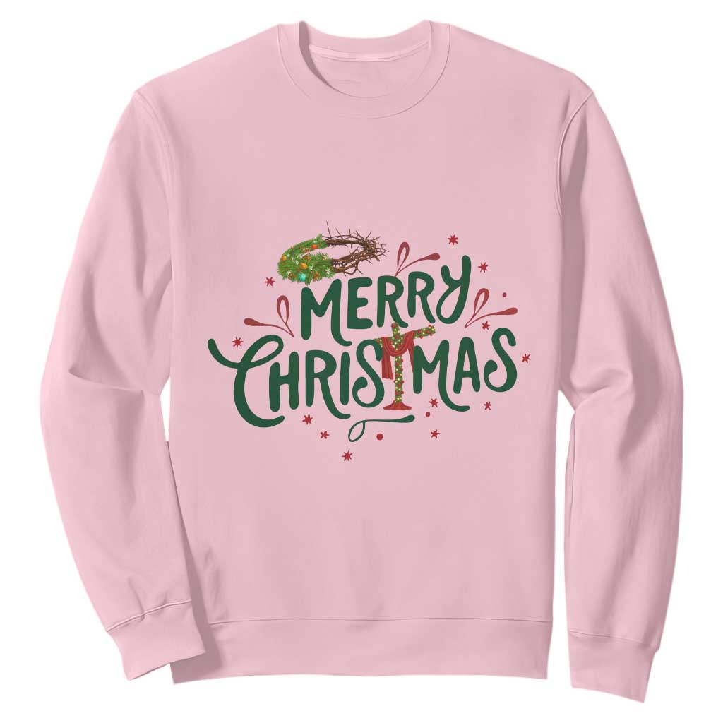 Jesus Christian Christmas Sweatshirt TS14 Light Pink Print Your Wear