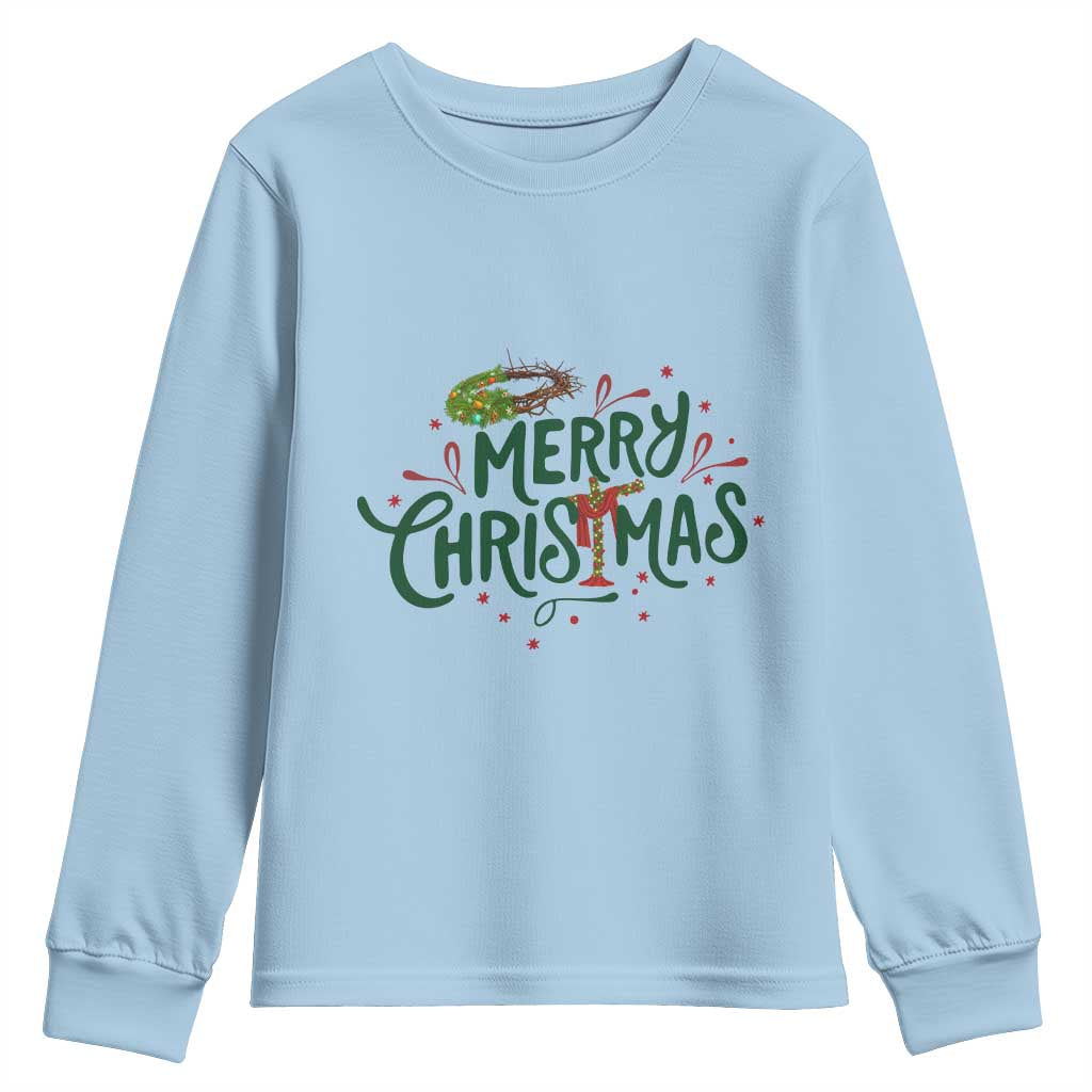 Jesus Christian Christmas Youth Sweatshirt TS14 Light Blue Print Your Wear
