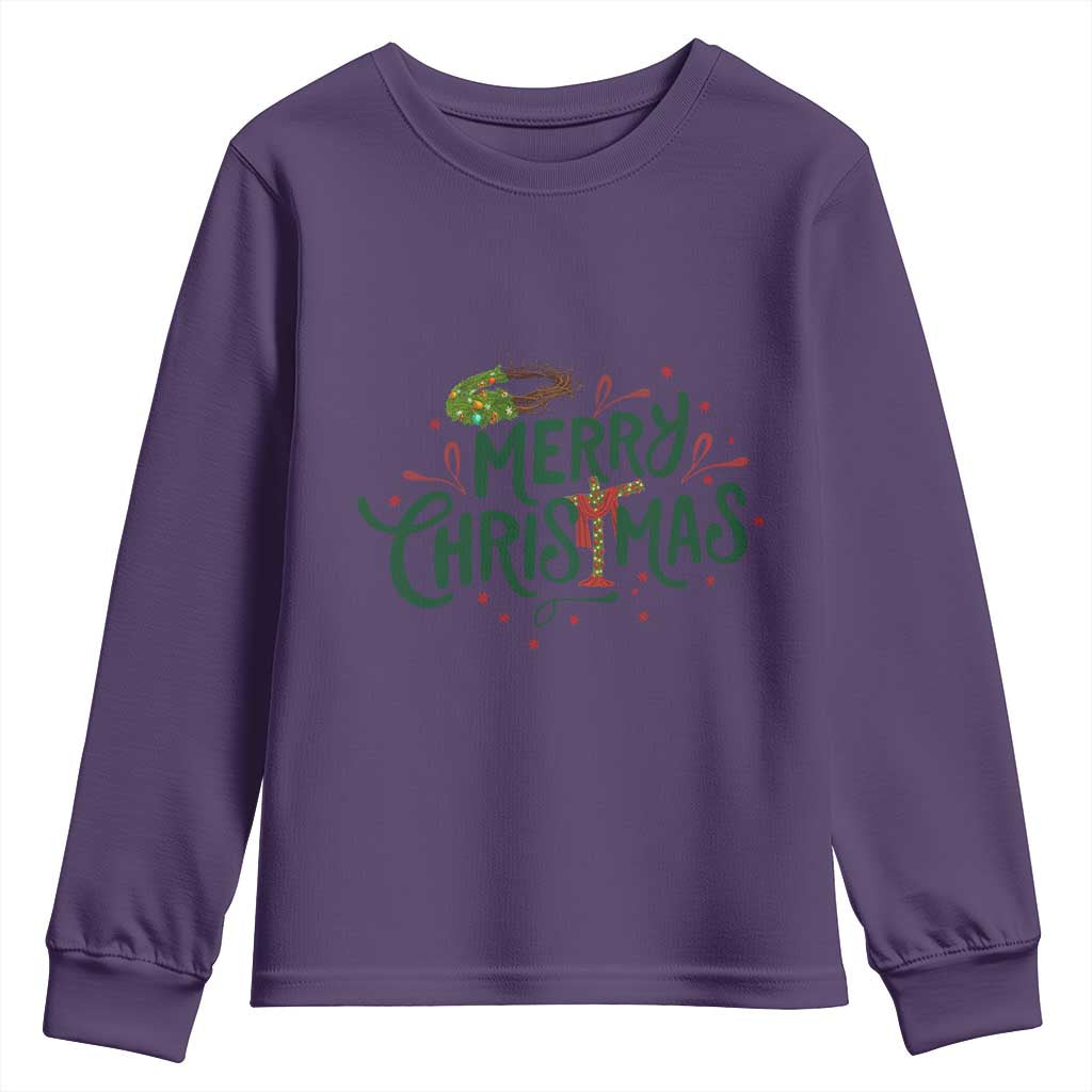 Jesus Christian Christmas Youth Sweatshirt TS14 Purple Print Your Wear